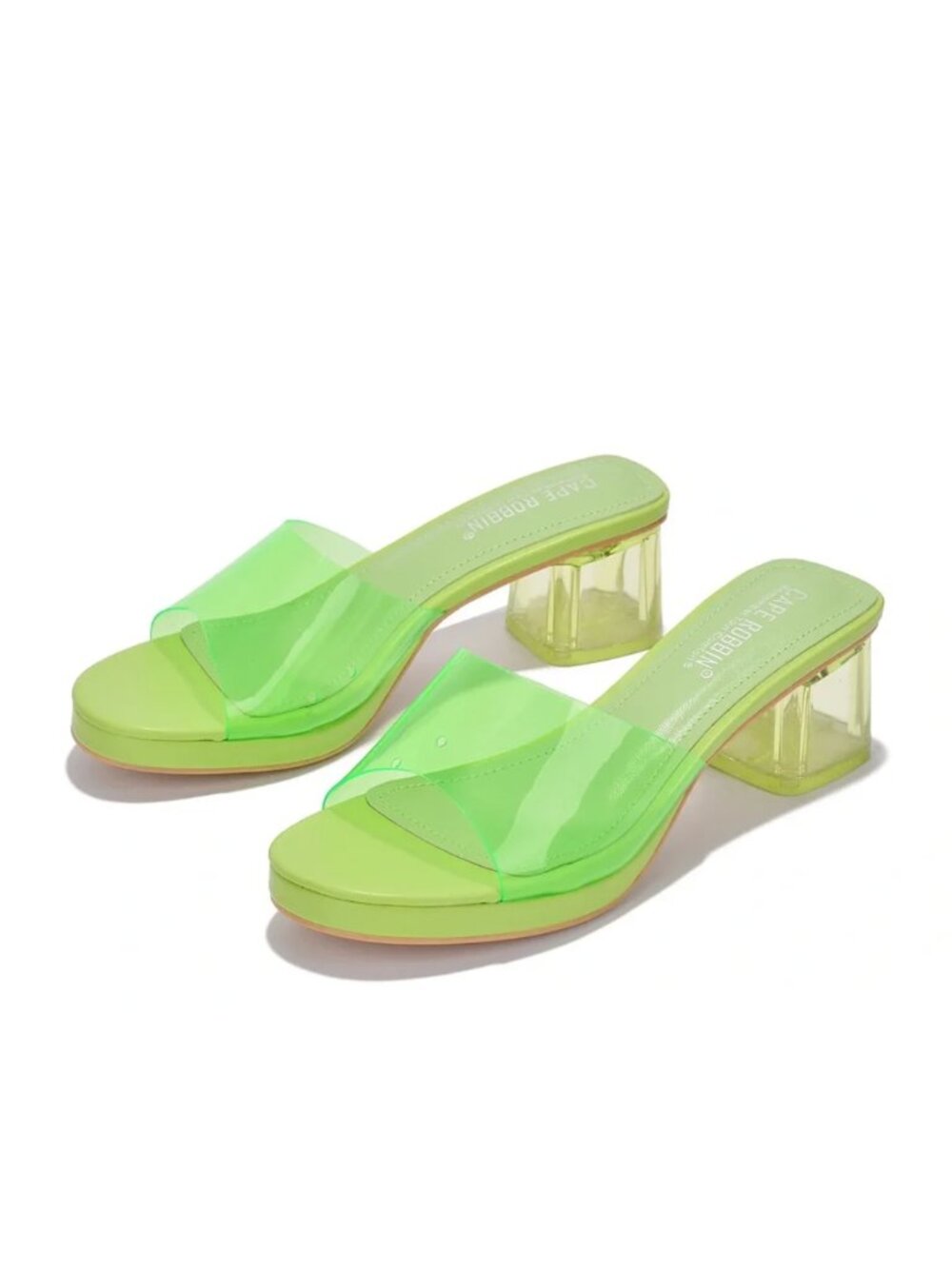 NEW CAPE ROBBIN ANJELIC HEELED SANDAL - GREEN CLEAR HEEL